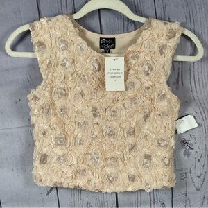 PINK & VIOLET Girls Appliqué Top Champagne Size 12